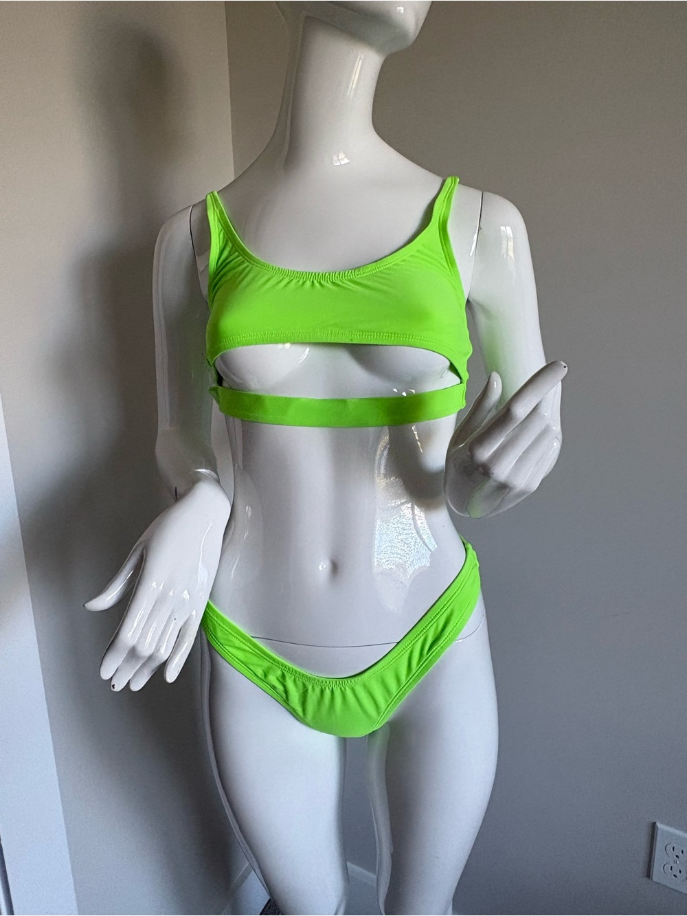 Fashion Nova Neon Lime Cutout Two-Piece Bikini - Women Swim